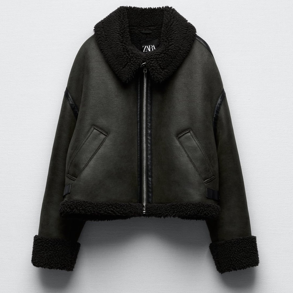Zara bomber jacket |  Double Faced Shearling Jacket
